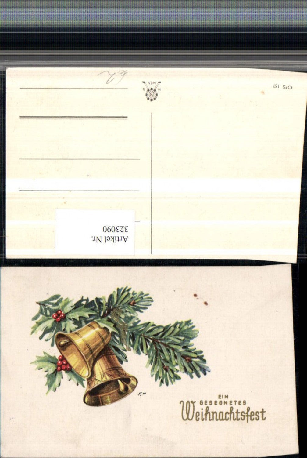 323090, Artist AK Christmas Branches Holly Bells
