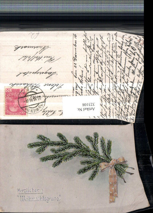 323108, Artist AK Silver Ornament Christmas Branch Bow