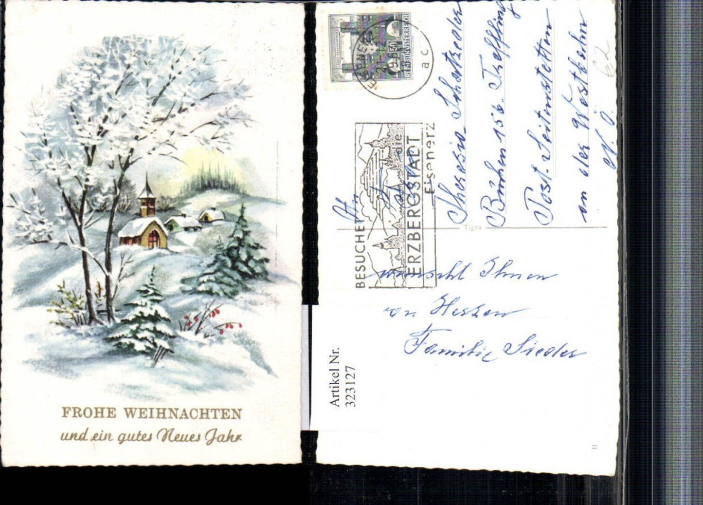323127, Artist AK Christmas Winter Landscape Church