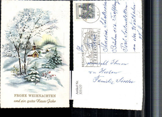 323127, Artist AK Christmas Winter Landscape Church