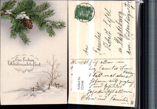 323148, Artist AK Christmas Winter landscape Fir branches Cones