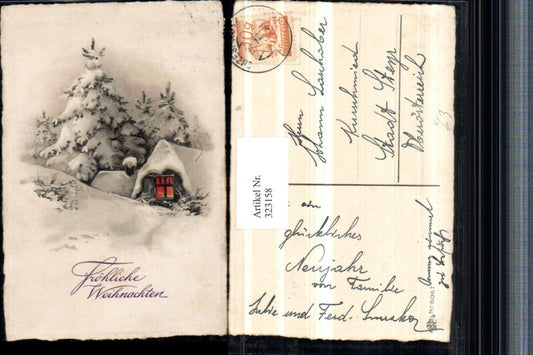 323158, Artist AK Christmas Winter Landscape House Forest Pub Erika 6067