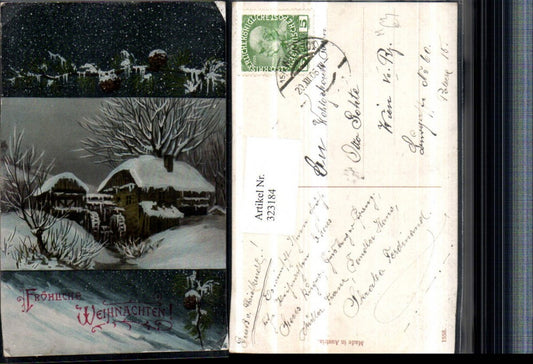 323184, Artist AK Christmas Winter Landscape Watermill Multi-image postcard