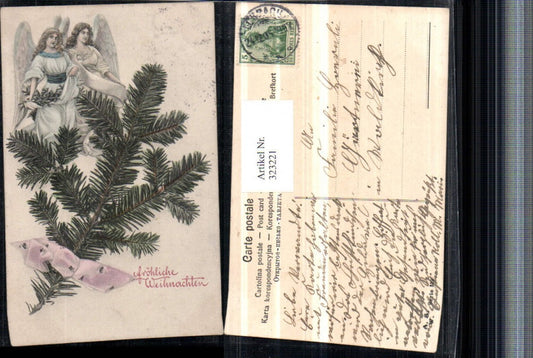 323221, Artist AK Christmas Fir branch Bow Angels