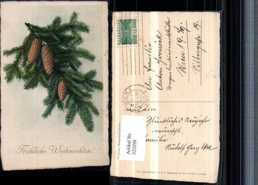 323298, Artist AK Christmas Fir branch Cone pub B. Dondorf Frankfurt Main