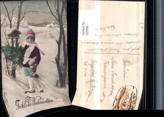 323306, Artist AK Christmas Winter Landscape Child Bonnet Gift Birdhouse