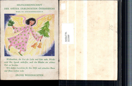 323309, Artist AK Christmas Christ Child Angel Christmas tree Bells Text