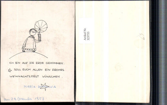 323733,Künstlerkarte Spruch Zitat Weihnachten Kind m. Kerze