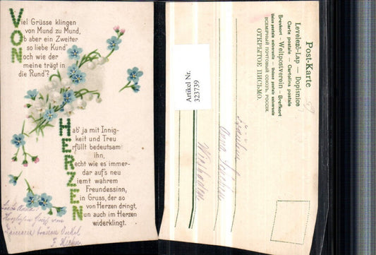 323739, Embosser Artist Lithograph Saying Quote from the Heart Flowers Lily of the Valley