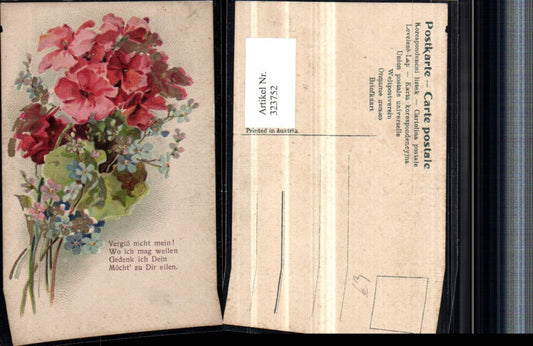 323752, embossed artist postcard with saying and quote "Forget me not" bouquet