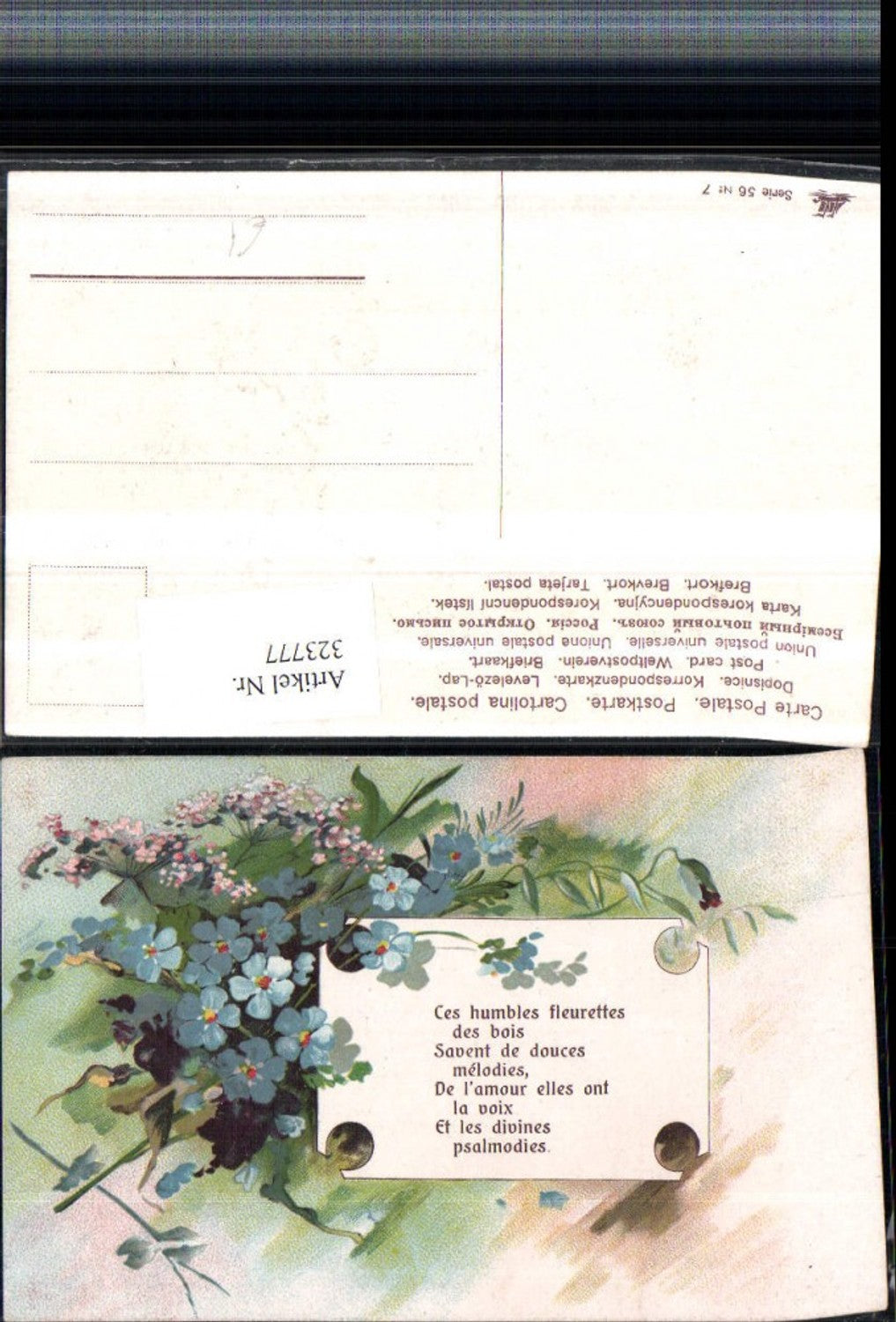 323777,Präge Künstler AK Spruch Zitat Blumenstrauß Blumen Vergissmeinnicht