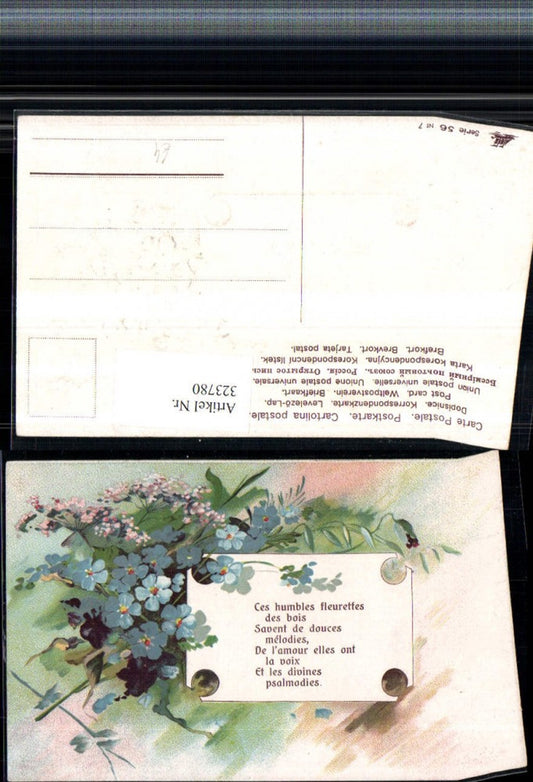 323780,Präge Künstler AK Spruch Zitat Blumenstrauß Blumen Vergissmeinnicht