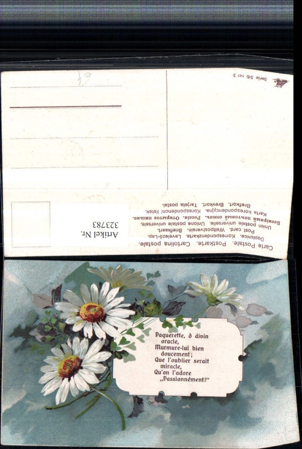 323783,Präge Künstler AK Spruch Zitat Blumen Margeriten
