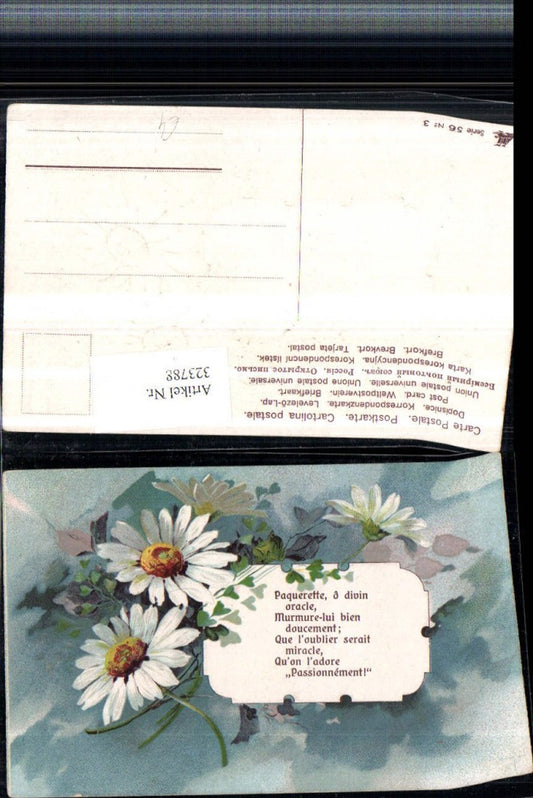 323788, embossed artist postcard saying quote flowers daisies