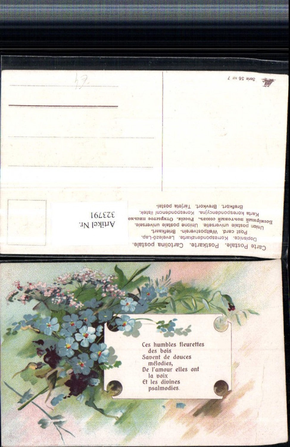 323791, embossed artist postcard saying quote bouquet flowers forget-me-not