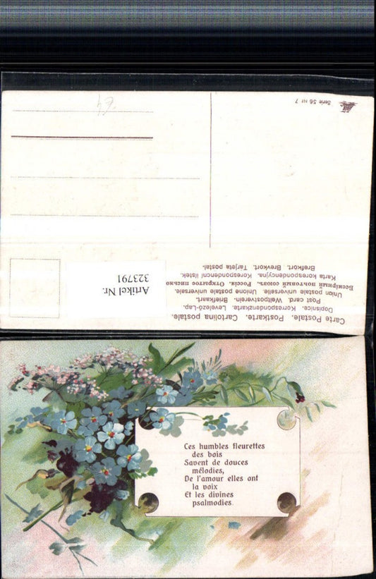323791, embossed artist postcard saying quote bouquet flowers forget-me-not
