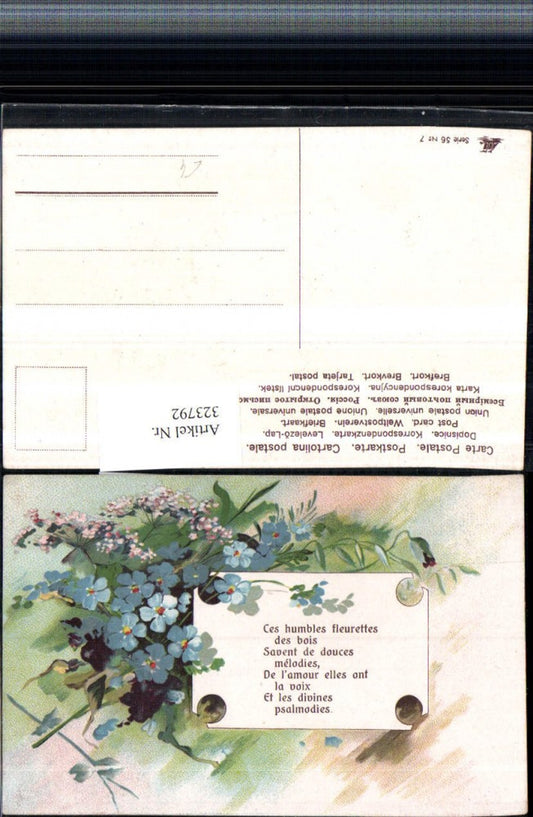 323792, embossed artist postcard saying quote bouquet flowers forget-me-not