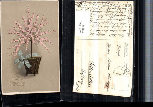 323884, Artist AK Pentecost Flowerpot Flowers Ribbon