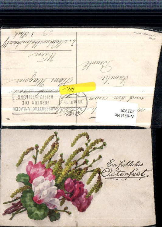 323929, Artist AK Easter Flowers Cyclamen Hazel catkins Twigs