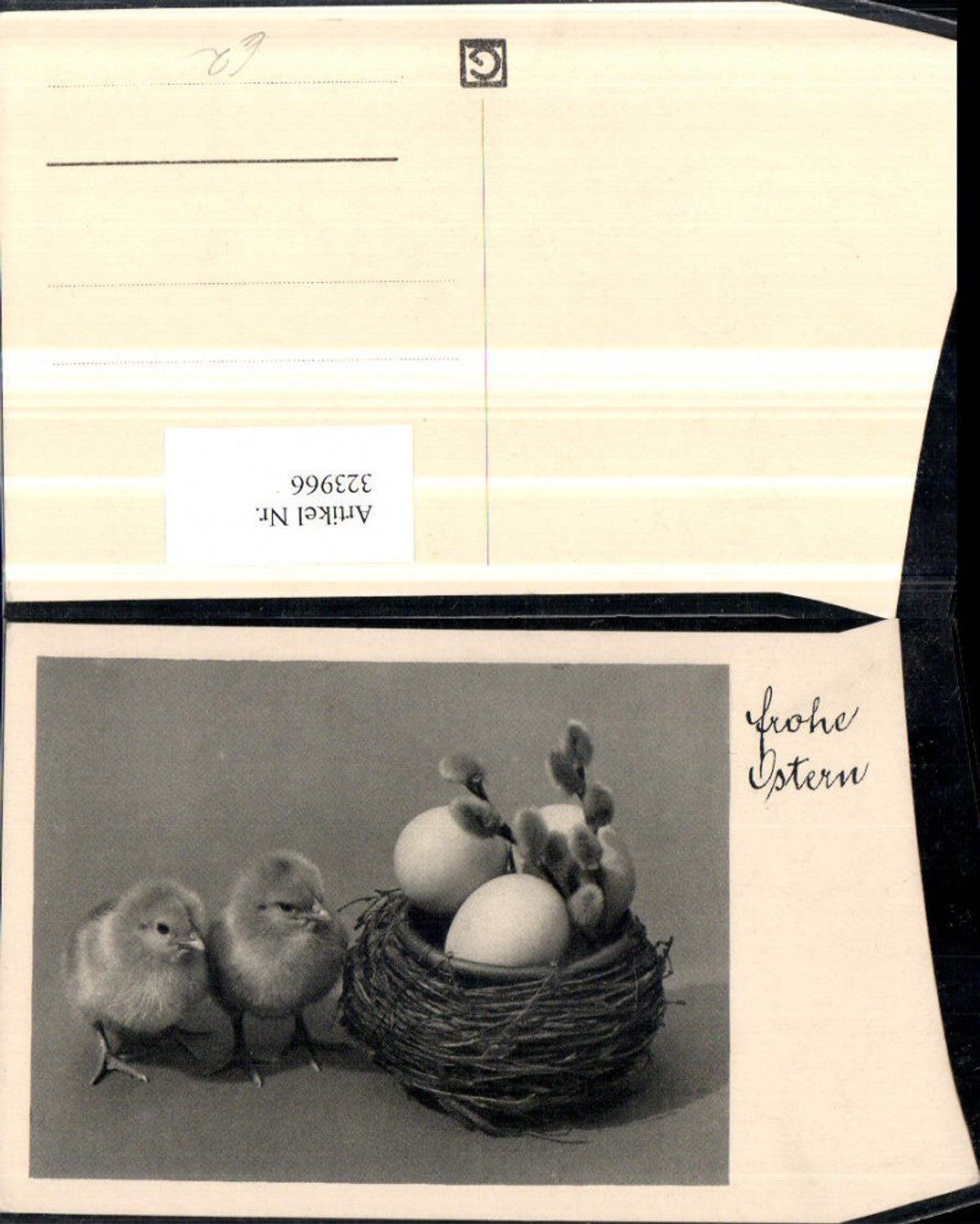 323966,Ostern Korb Ostereier Eier Küken Palmkätzchen