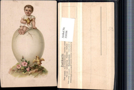 324106, Artist AK Easter Child Easter Egg Egg Chick Flower Branch