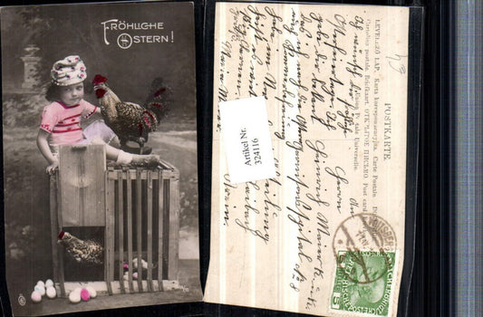 324116, Easter Child with crest Rooster Chicken Chicken cage Eggs