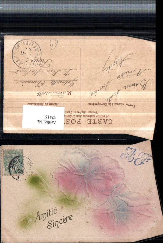 324151, embossed AK Amitie Sincere Freundschaft Blumen