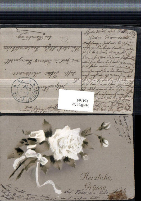 324164, Artist AK Warm greetings Roses Buds Ribbon pub HWB