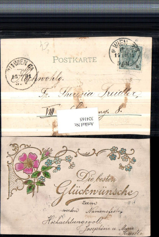 324165, Embosser Artist Lithograph Gold Ornament Congratulations Flowers