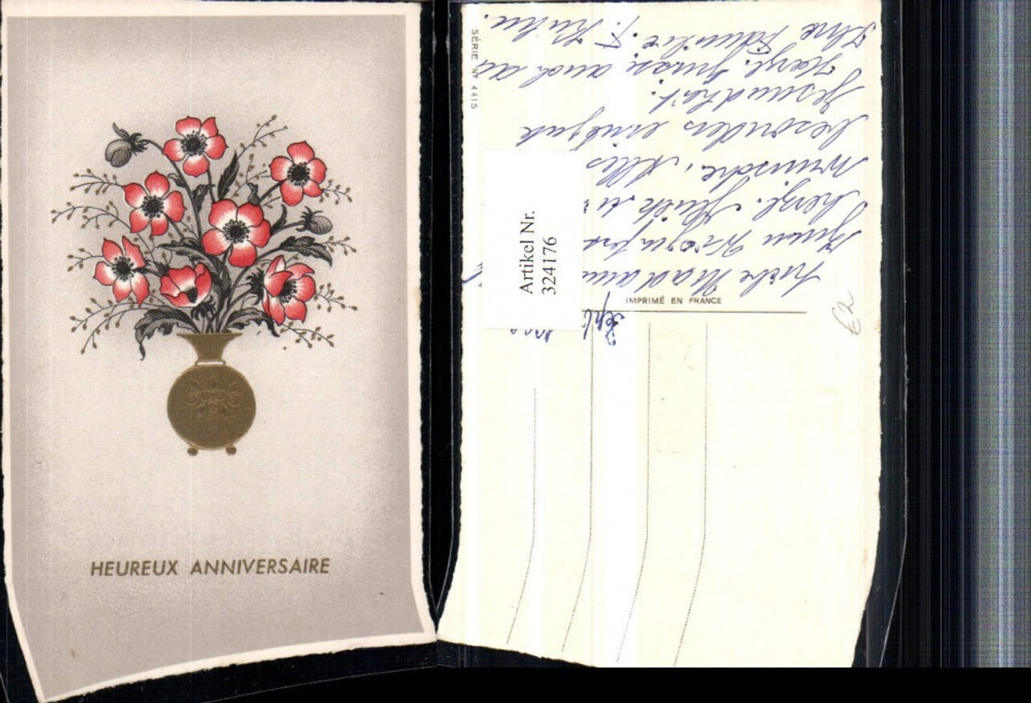324176,Präge Künstler AK Glückwunsch Blumen Mohnblumen Vase