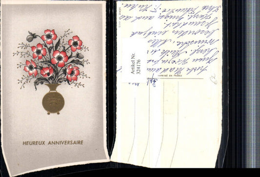 324176,Präge Künstler AK Glückwunsch Blumen Mohnblumen Vase
