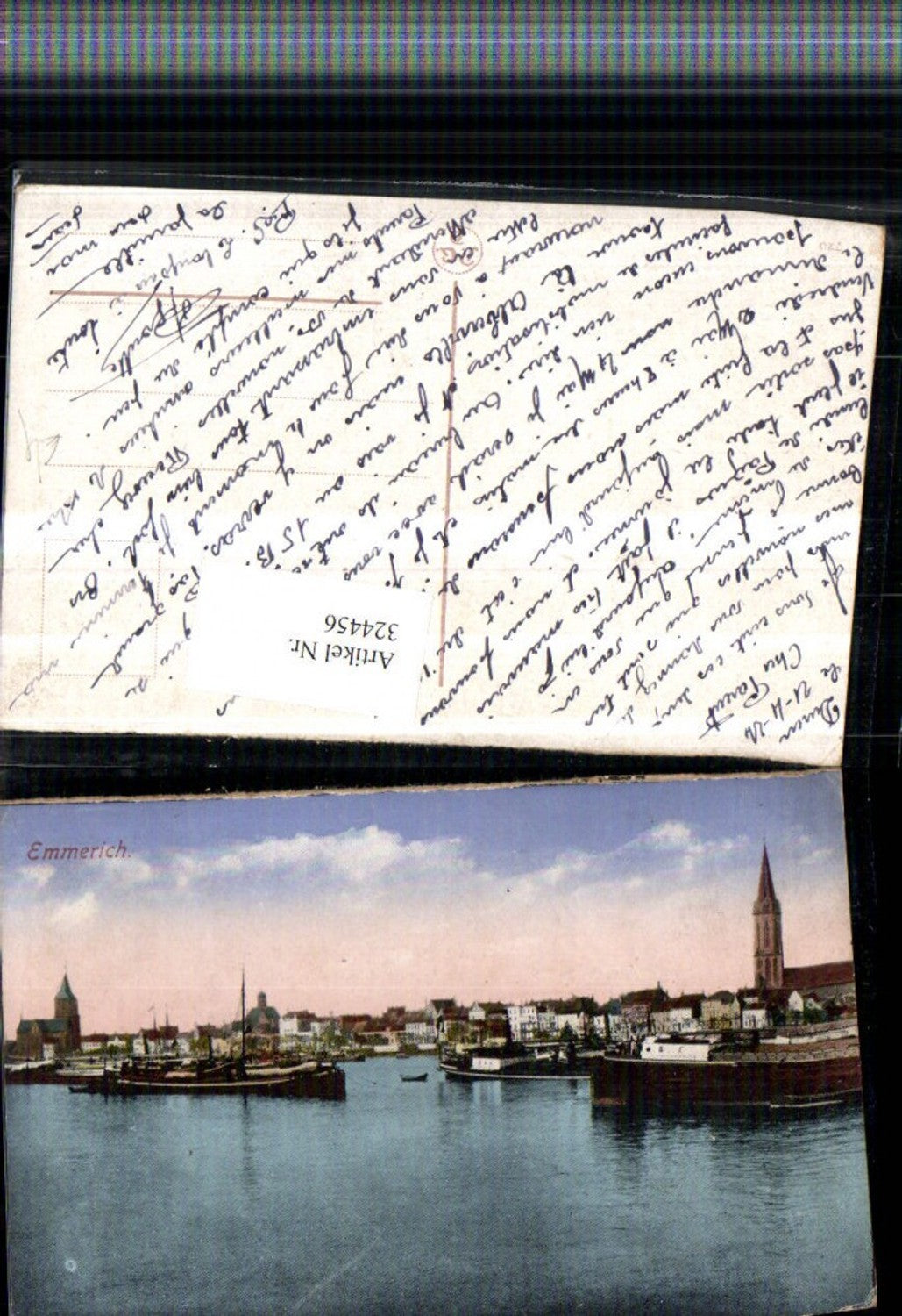 324456,Emmerich Teilansicht Hafen Schiff Kirchenturm