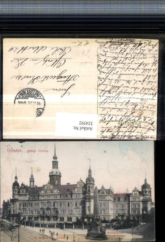 324592,Künstler AK Handkoloriert Dresden Königliches Schloss Obelisk pub Brück & Sohn 452