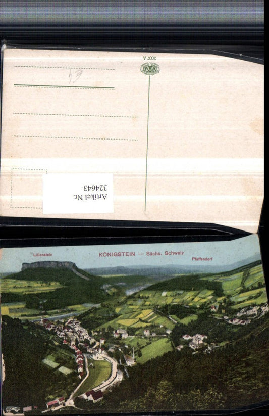 324643,Sächsische Schweiz Königstein Totale m. Lilienstein u. Pfaffendorf
