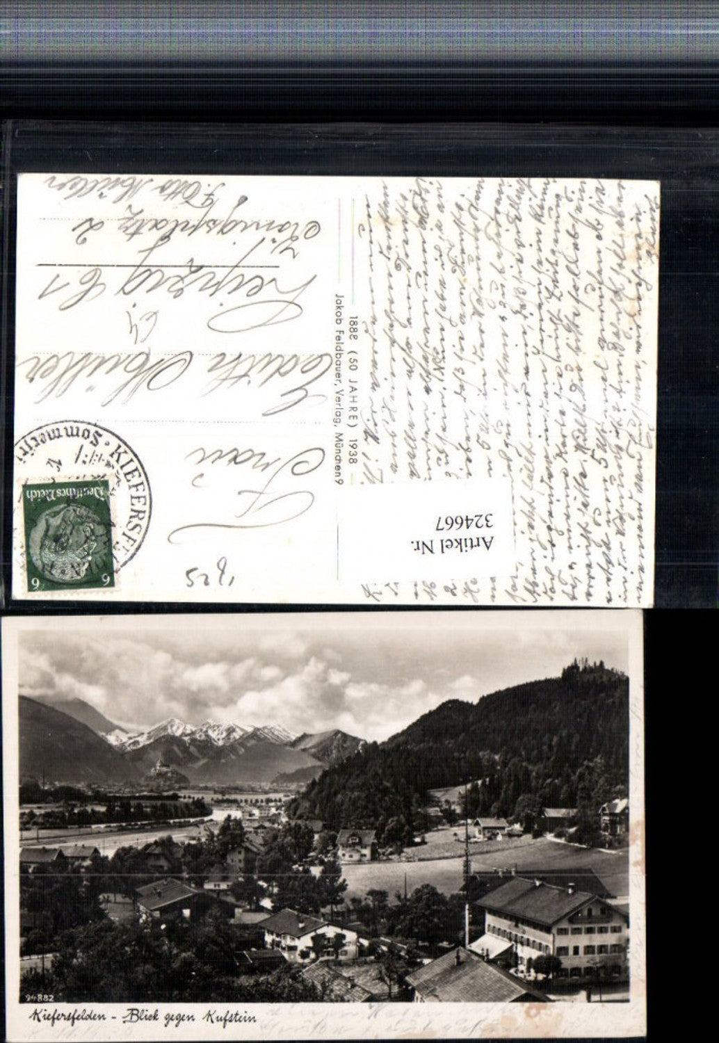 324667,Kiefersfelden Teilansicht Blick geg. Kufstein Bergkulisse