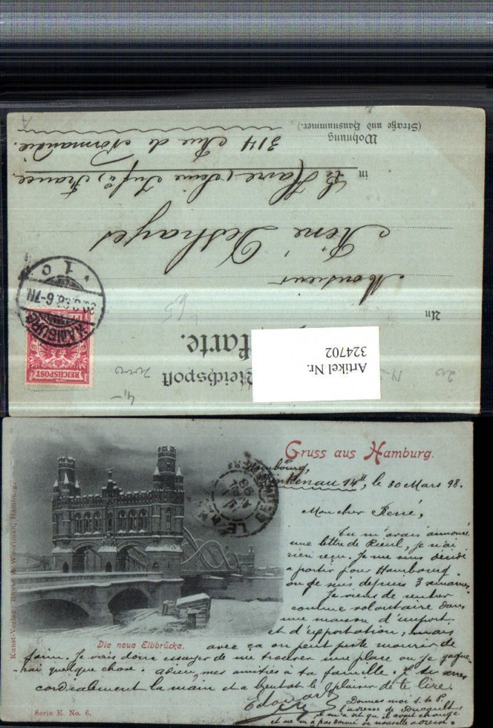324702,Litho Gruß aus Hamburg Elbbrücke Brücke