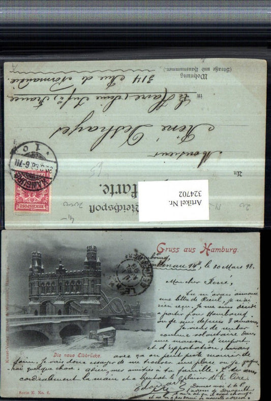 324702,Litho Gruß aus Hamburg Elbbrücke Brücke