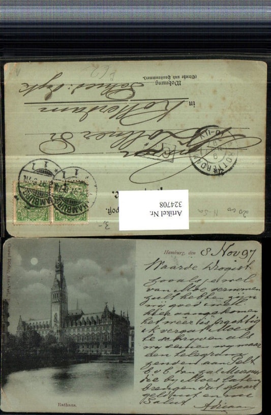 324708,Hamburg Rathaus Gebäude Mondschein