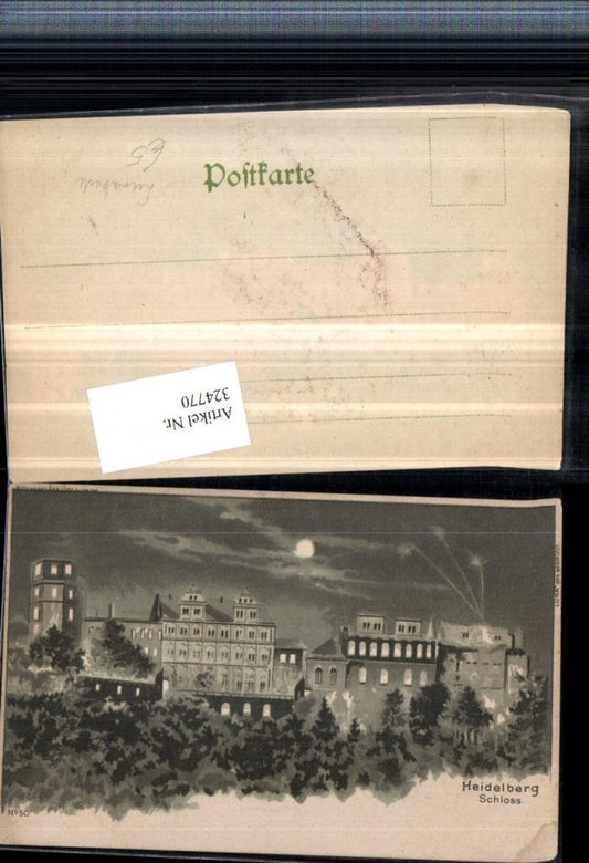 324770, Luna card Heidelberg Castle Moonlight