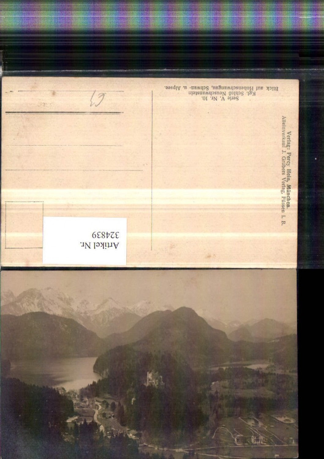 324839,Schloss Neuschwanstein b. Füssen m. Blick auf Hohenschwangau Seen Bergkulisse