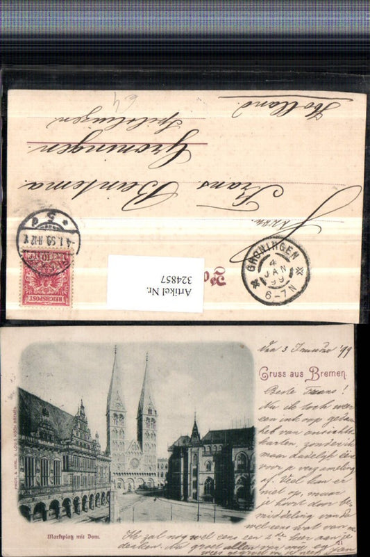 324857,Gruß aus Bremen Marktplatz m. Dom Kirche