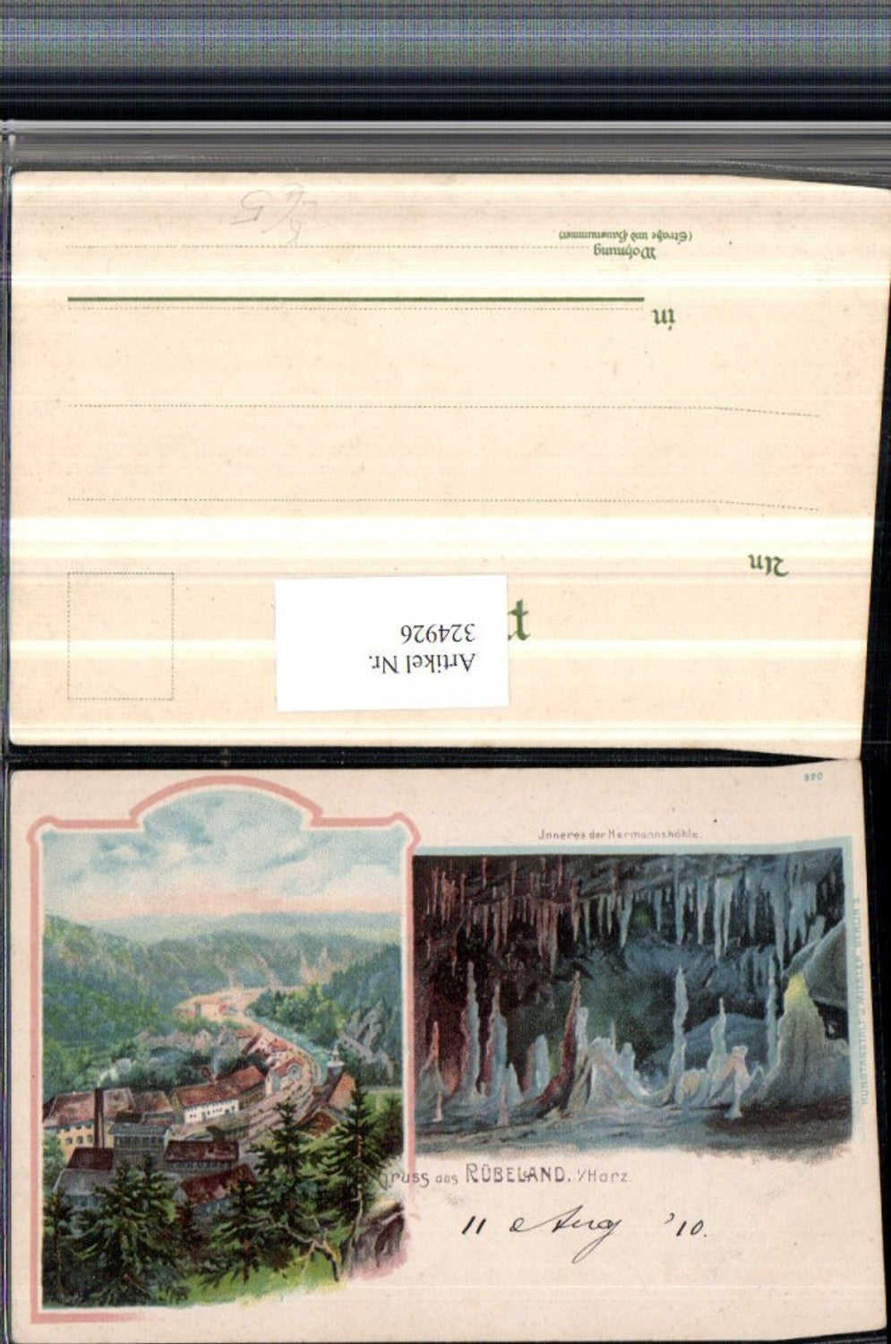 324926,Künstler Litho Gruß aus Rübeland im Harz Totale Hermannshöhle Mehrbildkarte