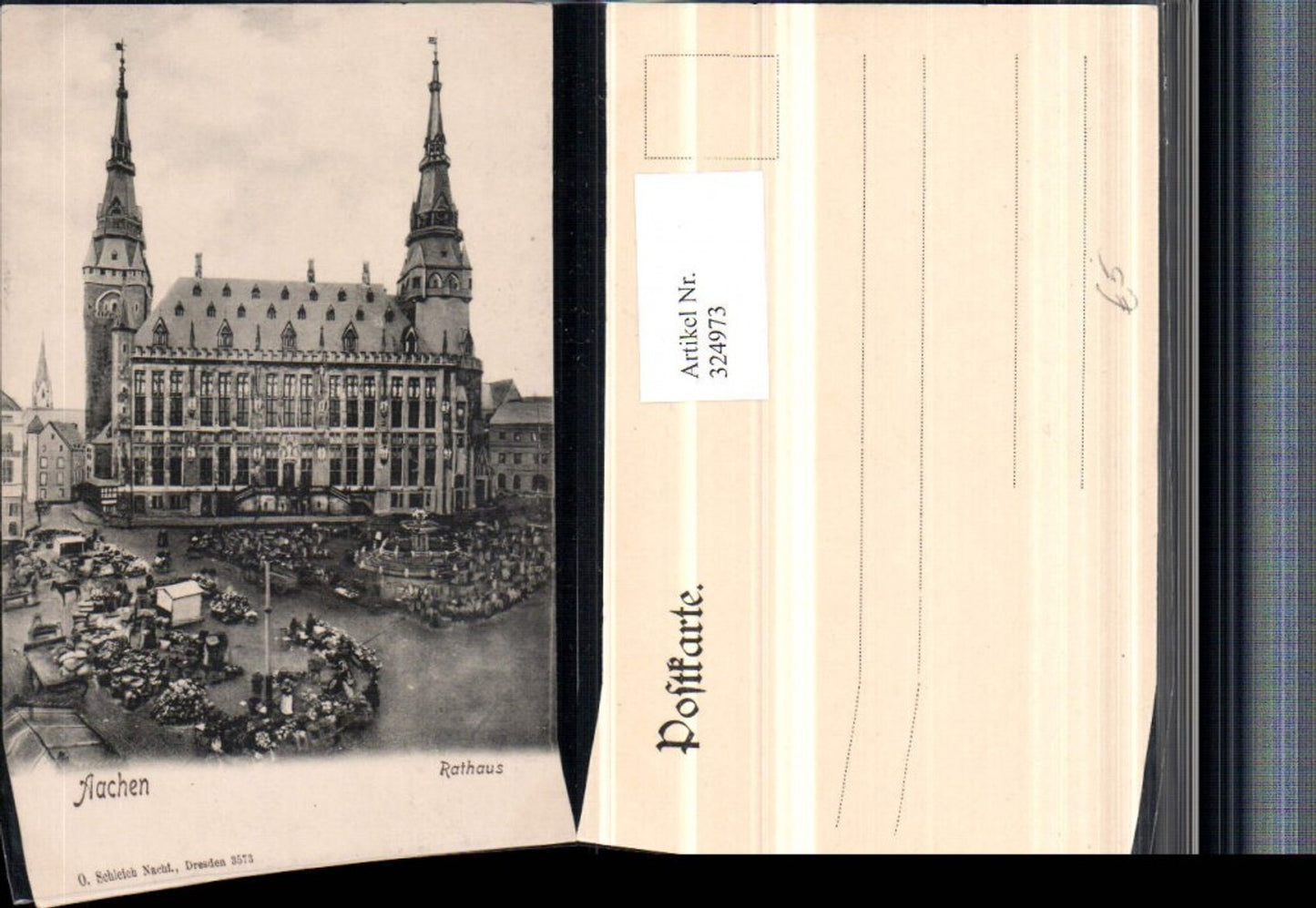 324973,Aachen Rathaus Gebäude Markt Brunnen