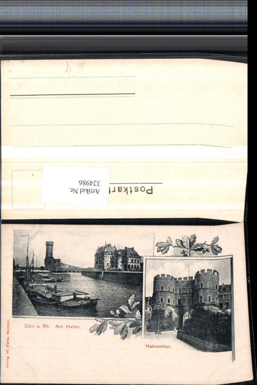 324986,Köln am Rhein Hafen Brücke Turm Hahnentor Mehrbildkarte