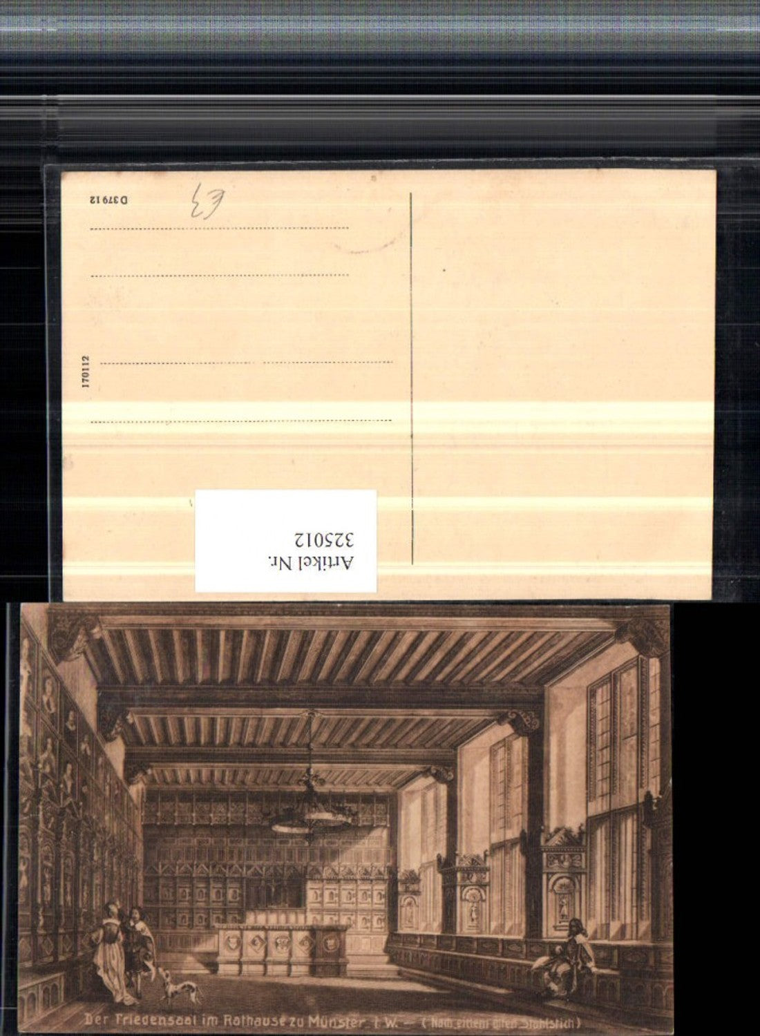 325012,Künstler AK Stahlstich Münster Rathaus Friedensaal Innenansicht