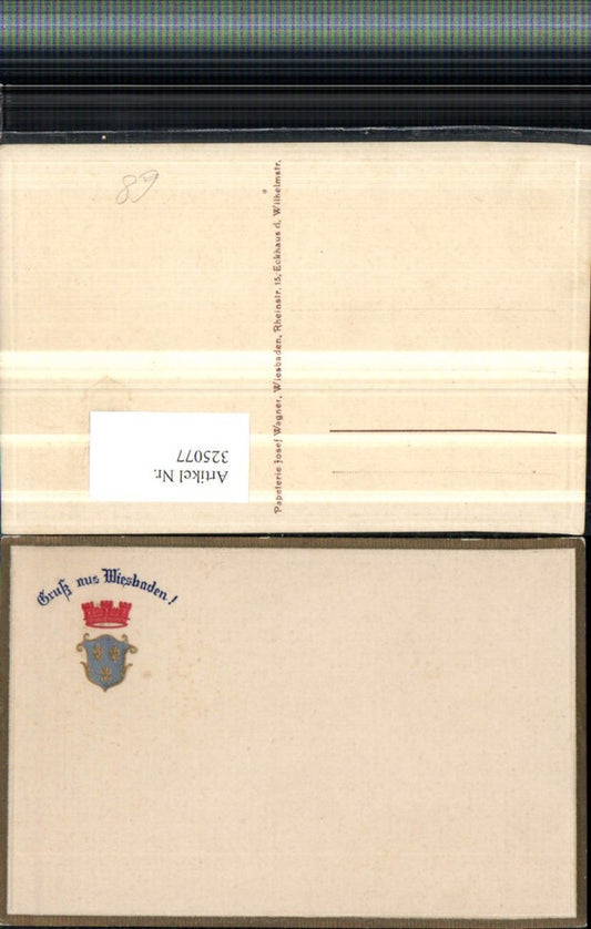 325077,Präge AK Gruß aus Wiesbaden Wappen Krone