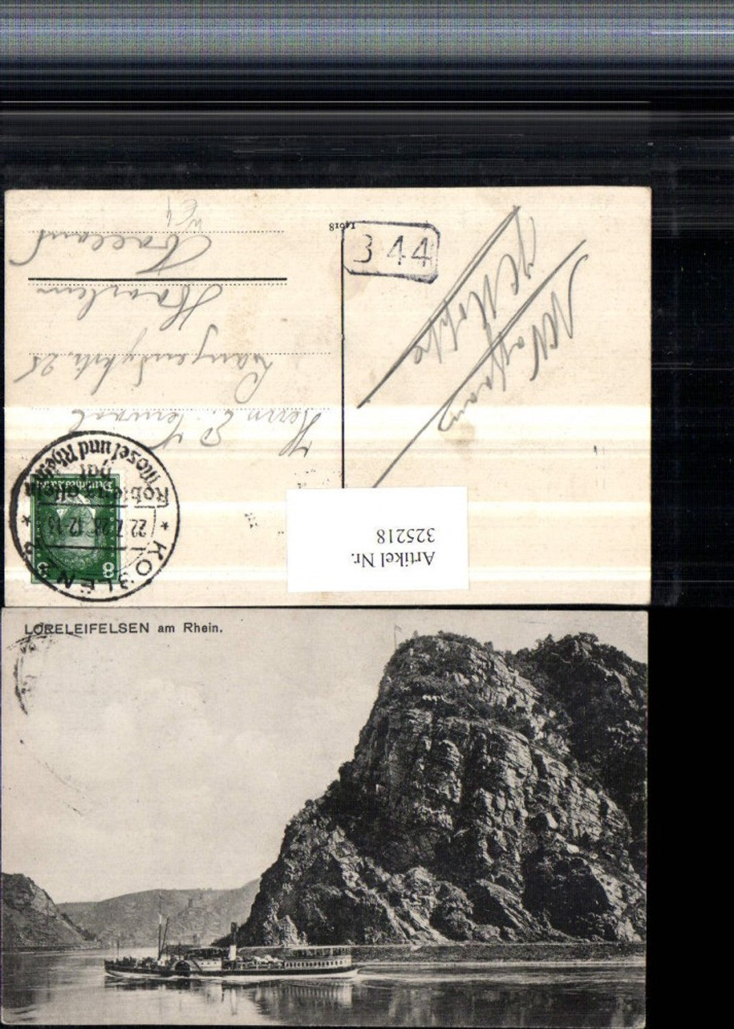 325218,Loreleifelsen Loreley am Rhein b. St. Goarshausen Dampfer