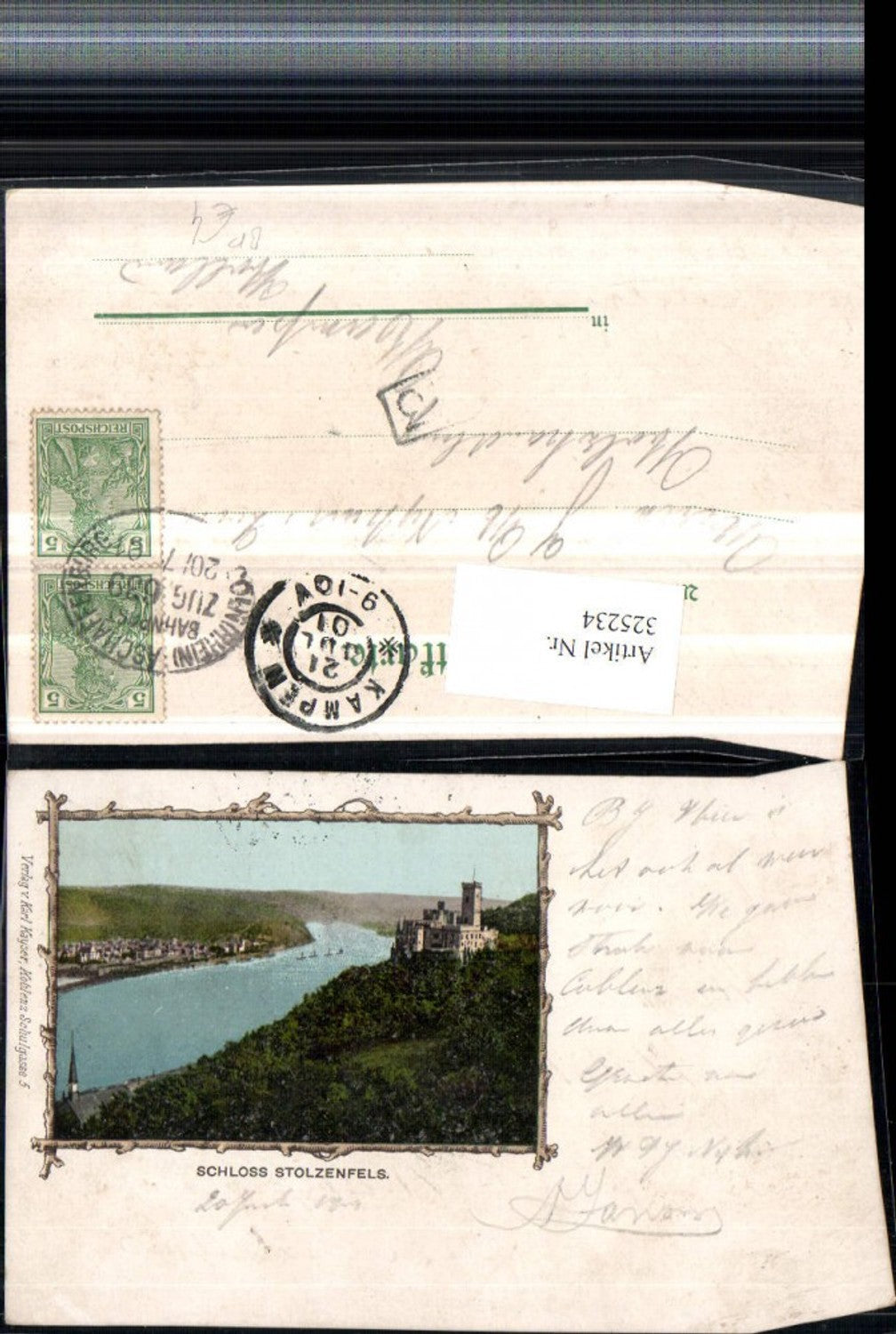 325234,Koblenz Schloss Stolzenfels Passepartout Bahnpost Zug 639