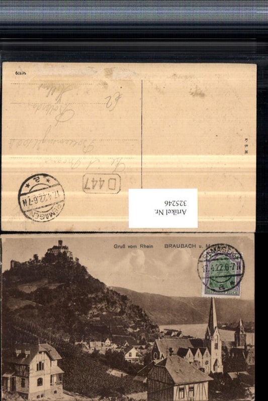 325246,Braubach am Rhein Teilansicht Kirche m. Marksburg