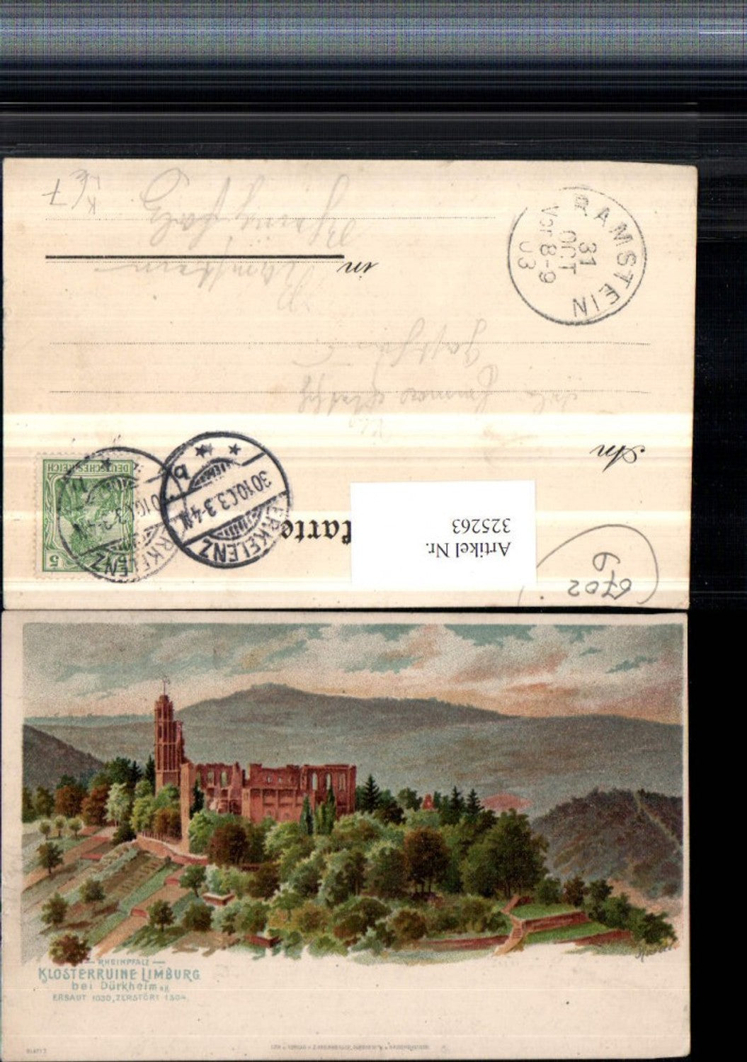 325263,Künstler Litho Klosterruine Limburg b. Dürkheim